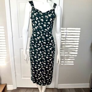SHEIN Dark Green Floral Midi Dress